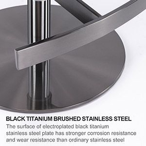 Modern Grade Black Titanium Stainless Steel Bar <b>Stools</b> with Leather Backrest Swivel <b>Adjustable</b> <b>Height</b> for Kitchen or Cou - Product Image 3