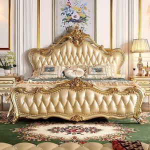 Juego de Cama de Cuero Genuino de Estilo Moderno, Muebles de Dormitorio de Madera, Tamaño King, con Estilo Antiguo para el Hogar - Product Image 5