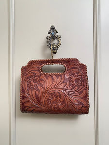 2024 Western Women Genuine <b>Leather</b> Designer Handbag Purse Top Handle Satchel Hand <b>Tooled</b> Floral Carving Stylish Bag Gift for Her - Product Image 3