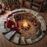 Tapis rond de Noël 3D en velours pelucheux, tapis de sol pour la maison, décoration festive, personnalisable pour le salon, la chambre à coucher