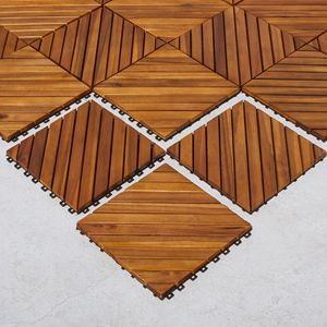 Dashiell Set di 10 piastrelle del ponte in Acacia ad incastro 12 diagonali con pavimenti per esterni Premium - Product Image 1