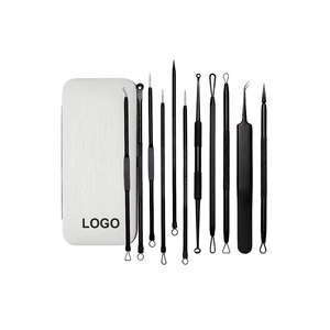 Blackhead and Whitehead Remover Tool Kit 11PCS Stainless Steel Acne Extraction Tools with Leather Bag Case Removal Kit Pakistan - Product Image 1