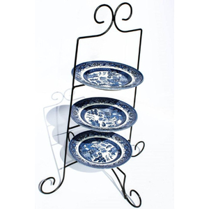 Wrought Iron Metal Plate Rack Black Finished Perfect For Kitchenware <b>Tabletop</b> Standing Multifunction Plate <b>Storage</b> Holder - Product Image 5