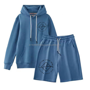 Sudadera con capucha y pantalones cortos personalizados para hombre, conjuntos de sudaderas Unisex, Impresión de logotipo personalizado, bordado, estilo informal, algodón y poliéster - Product Image 1