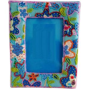 Cadre photo abstrait floral en perles de rocaille, cadre photo en verre perlé, décoration de table, cadre rectangulaire vertical perlé pour bureau et portrait - Product Image 4