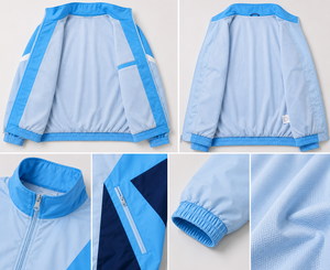 เสื้อแจ็คเก็ตแทร็คไนลอนลายทางสีสันวินเทจแบบกำหนดเองสำหรับผู้ชาย เสื้อแจ็คเก็ตกันลมแบบซิปคอตั้งสไตล์เรโทร เสื้อแจ็คเก็ตสปอร์ตแนวสตรีทแวร์ - Product Image 6