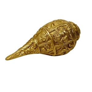 Sculpture traditionnelle Shankh en laiton avec support pour décoration de table, idées cadeaux pour la maison, prix de gros, sculptures indiennes - Product Image 1