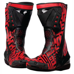Botas de moto rojas y negras de microfibra con cremallera lateral, a media pantorrilla, puntera antideslizante, transpirables, ligeras y resistentes a la abrasión. - Product Image 4