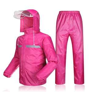 Universal Adult Waterproof Rain Suit Hooded <b>Jacket</b> and Pants Set <b>Reflective</b> Outdoor Hiking Camping Wear - Product Image 3