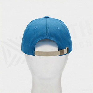 Casquette de baseball bleue à 6 panneaux unisexe en coton, couleur unie, ajustée, décontractée pour adultes - Product Image 2