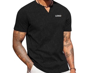 Camiseta de Cuello en V 100% Algodón para Hombre, Secado Rápido, Logotipo Personalizado Impreso, Manga Corta, Estilo Casual Urbano - Product Image 6