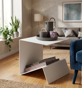 Creative Metal Side <b>Table</b> with Magazine <b>Storage</b> Rack Modern <b>End</b> <b>Table</b> for Living Room Bedroom Use - Product Image 4