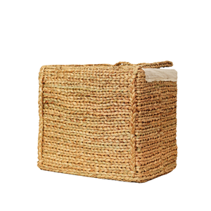 Handwoven Water Hyacinth & Jute Rectangular Laundry <b>Hamper</b> Basket with Lid Loop Closure Removable Liner Rustic Storage Basket - Product Image 6