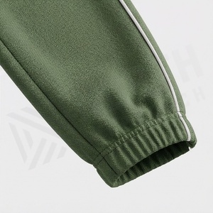 Survêtement vert olive pour homme, fermeture éclair intégrale, col montant, couleur unie, poches latérales, vêtements de sport décontractés, tissu polyester respirant - Product Image 6