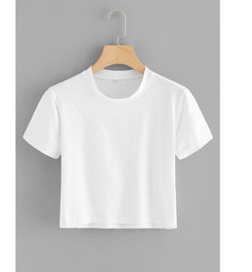 Crop top uni pour femme, t-shirt oversize, OEM personnalisé, streetwear, t-shirt à manches courtes, vêtements grande taille pour femme, t-shirts - Product Image 3
