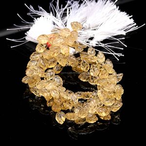 ลูกปัดพลอยซิทรินรูปใบไม้แกะสลักด้วยมือ ขนาด 10-11 มม. ลูกปัดซิทรินธรรมชาติสำหรับทำเครื่องประดับ ความยาว 8 นิ้ว - Product Image 4