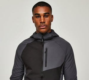 Chaqueta de Hombre Impermeable y Cortavientos con Cuello Alto y Capucha, Tejido de Punto Digital de Poliéster Transpirable de Secado Rápido con Cremallera para Exteriores OEM - Product Image 4