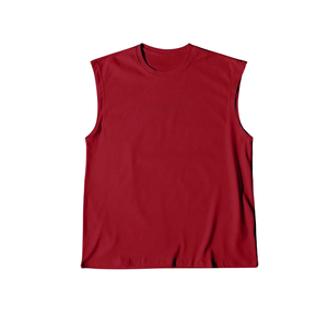 <b>Mens</b> Red Sleeveless <b>Knitted</b> <b>Tank</b> <b>Top</b> Casual Muscle Shirt Neck Regular Fit Summer Gym Training Sportswear 100% Cotton OEM - Product Image 1