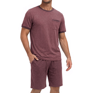 Ensemble T-shirt et short décontracté d'été pour hommes, personnalisable, couleur unie, manches courtes, écologique, haute qualité, vente en gros - Product Image 1