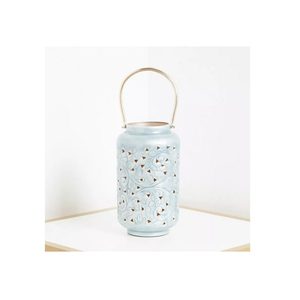 Blue Steel <b>Lantern</b> With Glass Panel And Handle For Home Wedding Decoration Handmade Candle <b>Lanterns</b> On Sale - Product Image 6