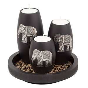 Aqdus Saleem Handmade Bamboo Wood Carved <b>Elephant</b> Hurricane <b>Candle</b> <b>Holder</b> Set-Square Shape Tribal Art Wholesale - Product Image 1