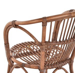 Antique Brown <b>Rattan</b> Dining <b>Chair</b> with Armrests Handcrafted Wicker <b>Tub</b> Armchair for Vintage Restaurant Cafe Hotel Furniture Shop - Product Image 4