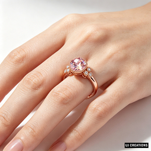Rose Gold Morganite Engagement <b>Ring</b> IGI Certified Round Brilliant Cut Prong Setting Women's Romantic Wedding Party Gemstone <b>Ring</b> - Product Image 3