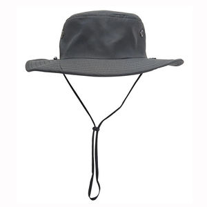 Wholesale Outdoor Sun Protection Wide <b>Flat</b> Brim Fisherman <b>Hat</b> Custom Logo Embroidery Cotton Bucket <b>Hat</b> - Product Image 3