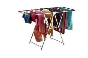 Square Double Tier Stainless Steel <b>Laundry</b> <b>Stand</b> Chrome Plated 20 Rod Clothes Drying Rack Indoor Outdoor Airer - Product Image 5