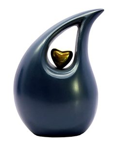 Urne funéraire en aluminium en forme de goutte d'eau, avec couvercle fileté décoratif et texture élégante - Product Image 5