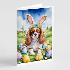 Cavalier Spaniel Easter Egg Hunt Whimsical A7 Greeting Cards Pack of 8 Blank Note Cards with <b>Envelopes</b> <b>5x7</b> Size - Product Image 1