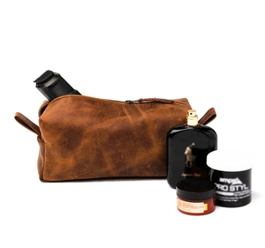 NWK INDUSTRY Vintage Solid Brown Leather Dopp Kit for <b>Case</b> with Zipper Closure Waterproof & Large Capacity for Travel - Product Image 2