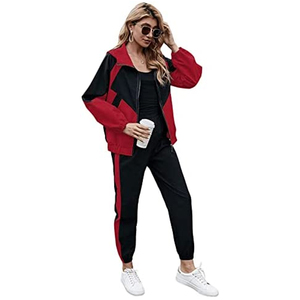 Survêtements surdimensionnés personnalisés pour femmes, ensemble deux pièces, streetwear décontracté, imprimé, coupe-vent, couleur unie, polyester/nylon pour femmes - Product Image 2