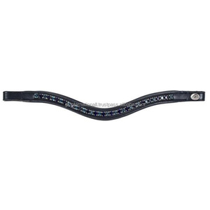 Logotipo personalizado Forma curva Cómodo acolchado y costura cristales decorativos canal vacío cuero ceja de caballo banda - Product Image 3