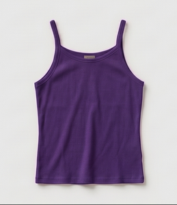 Camiseta sin mangas para mujer, color morado, cuello redondo, color sólido, tejido de punto, ropa informal, transpirable - Product Image 1
