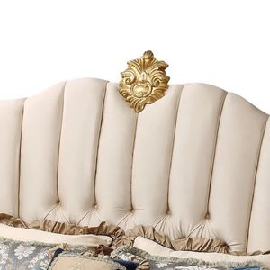 Hot Sale Plaza Luxury Traditional Cream Gold Mahogany Velvet Eco-Friendly Durable Bedroom Set Upholstered Bed Elegant Royal - Product Image 4