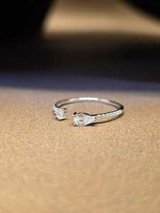 แหวนเปิดวงเรียบหรูประดับมอสซาไนต์ทรงหยดน้ำและทรงกลม เงินแท้ 925 ของแท้ เครื่องประดับวันครบรอบสุดหรู สำหรับเป็นของขวัญให้คนรัก - Product Image 3