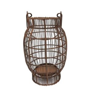 Lanterne noire en fer forgé, forme ronde, décorative pour la maison, porte-bougie artisanal en noir - Product Image 2