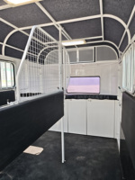 Remorque pour 2 chevaux 2HSL-L400 personnalisée avec fenêtres de ventilation, chargement direct, armoire de rangement, boîte à équipement, porte-tapis