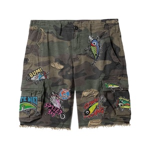 Manufacturer Custom Eco-Friendly Quick Dry Utility Pocket <b>Camo</b> Distressed <b>Cargo</b> Jeans Raw Edge <b>Men</b> <b>Cargo</b> Shorts Denim - Product Image 4