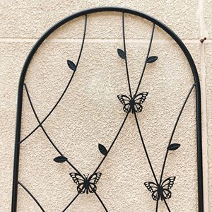 Set di 4 tralicci da giardino in metallo nero antiruggine da 180 cm x 50 cm per piante rampicanti e decorazioni a forma di farfalla - Product Image 4