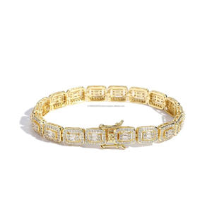 Pulsera Holográfica con Dije de Diamante Moissanita Corte Esmeralda para Hombre, Plata 925 con Baño de Rodio, Joyería de Lujo Estilo Hip Hop para Boda, Regalo para Él - Product Image 3