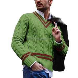 Suéter de Cricket Personalizado para Hombre con Logotipo Frontal, Cuello en V, Lana/Cachemira, Transpirable, para Invierno - Product Image 1