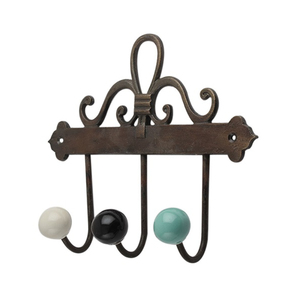 Vintage Metal Wall <b>Hook</b> with 3 Colorful Ball <b>Hooks</b> for Clothing Storage Rust Resistant Design Handmade Wall <b>Hooks</b> - Product Image 1