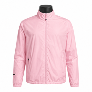 <b>Pink</b> Unisex <b>Waterproof</b> Eco-Friendly Windproof <b>Jacket</b> Casual Stand Collar Zipper Closure Lightweight Winter Outdoor Apparel Loose - Product Image 1