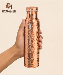 1000ml Pure <b>Copper</b> Hammered Water Bottle Reusable Drinking Bottle <b>Screw</b> Cap Handmade Metal Drinkware Wholesale - Product Image 3