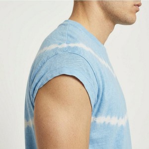 Men's Sky Blue Tie Dye Striped Crew Neck T Shirt And Shorts <b>Set</b> Casual <b>Knitted</b> Summer Outfit With Matching Shorts - Product Image 3