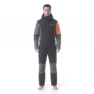 Mono de esquí impermeable con capucha para hombre, con bloques de color, aislamiento Primaloft, cierre de cremallera, traje de nieve para adultos para invierno y actividades al aire libre - Product Image 1