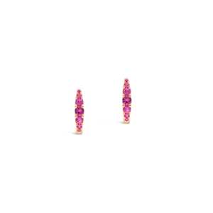 Pendientes de Aro de Oro Rosa Sólido de 18k con Zafiro Rosa Natural de Corte Brillante Graduado de 0.47ct para Uso Diario - Product Image 3