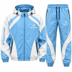 Ensemble de survêtement pour homme, noir et vert, blocs de couleur, manches longues, col montant, fermeture éclair, poches latérales, style sportif automne - Product Image 4